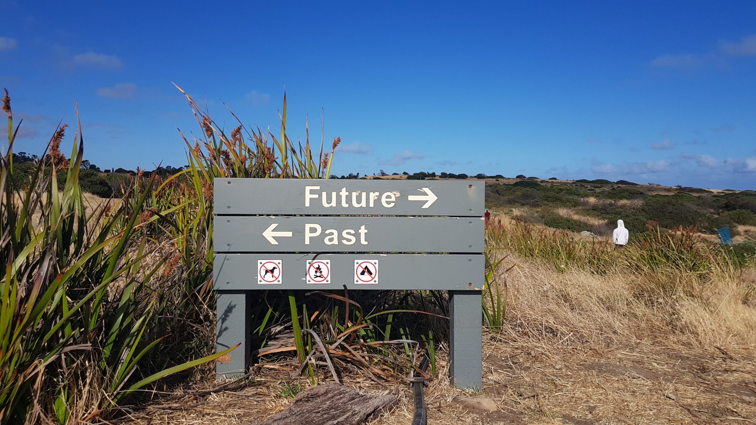 Sign showing future and past